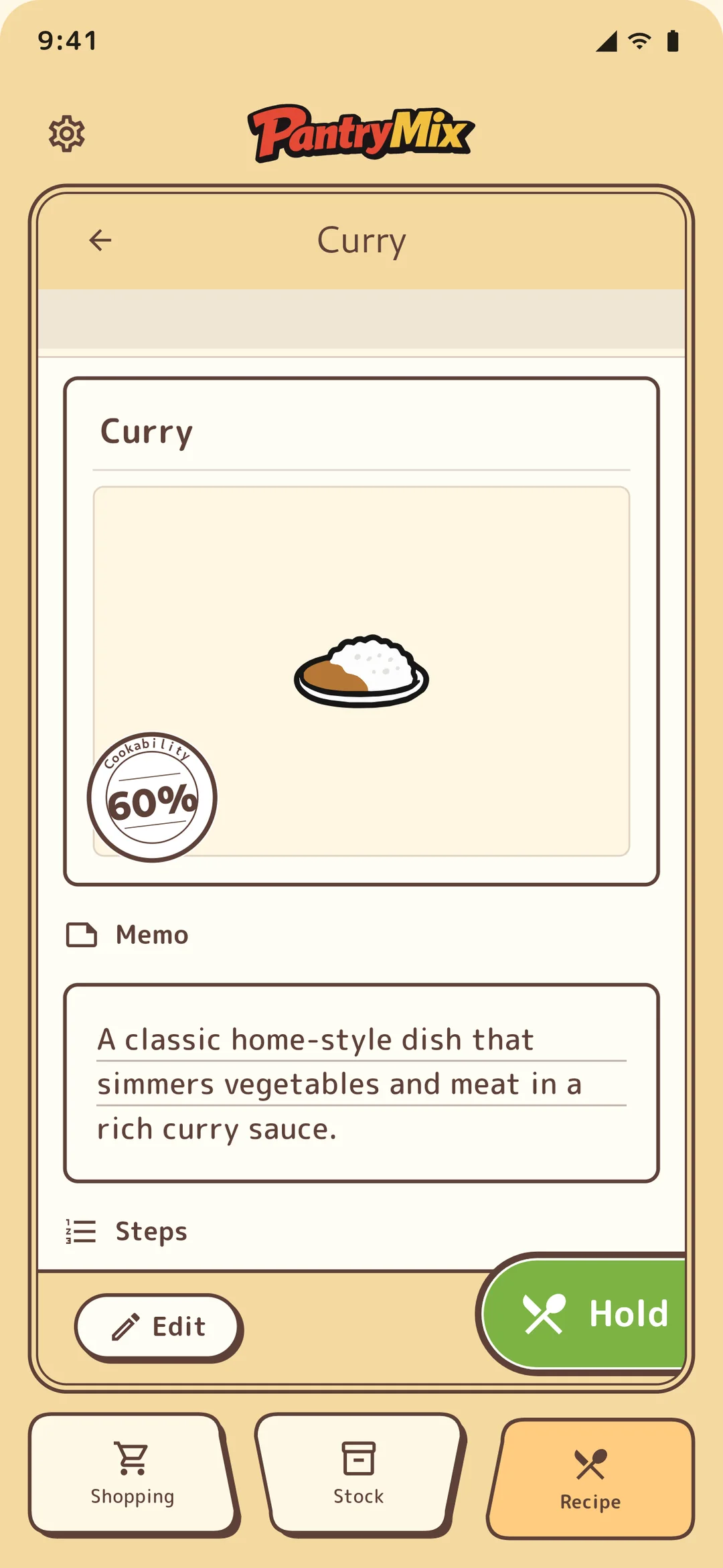 Add missing recipe ingredients to the shopping list.