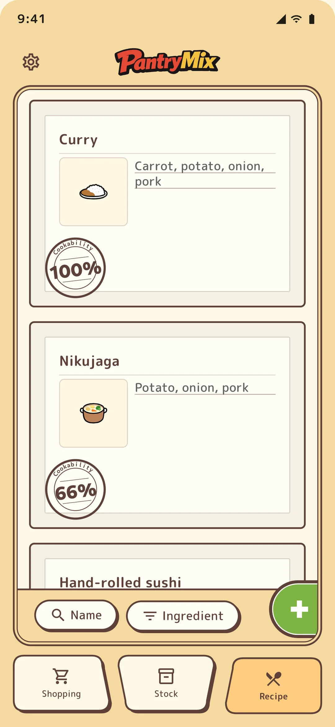 Recipes sorted by cookability.