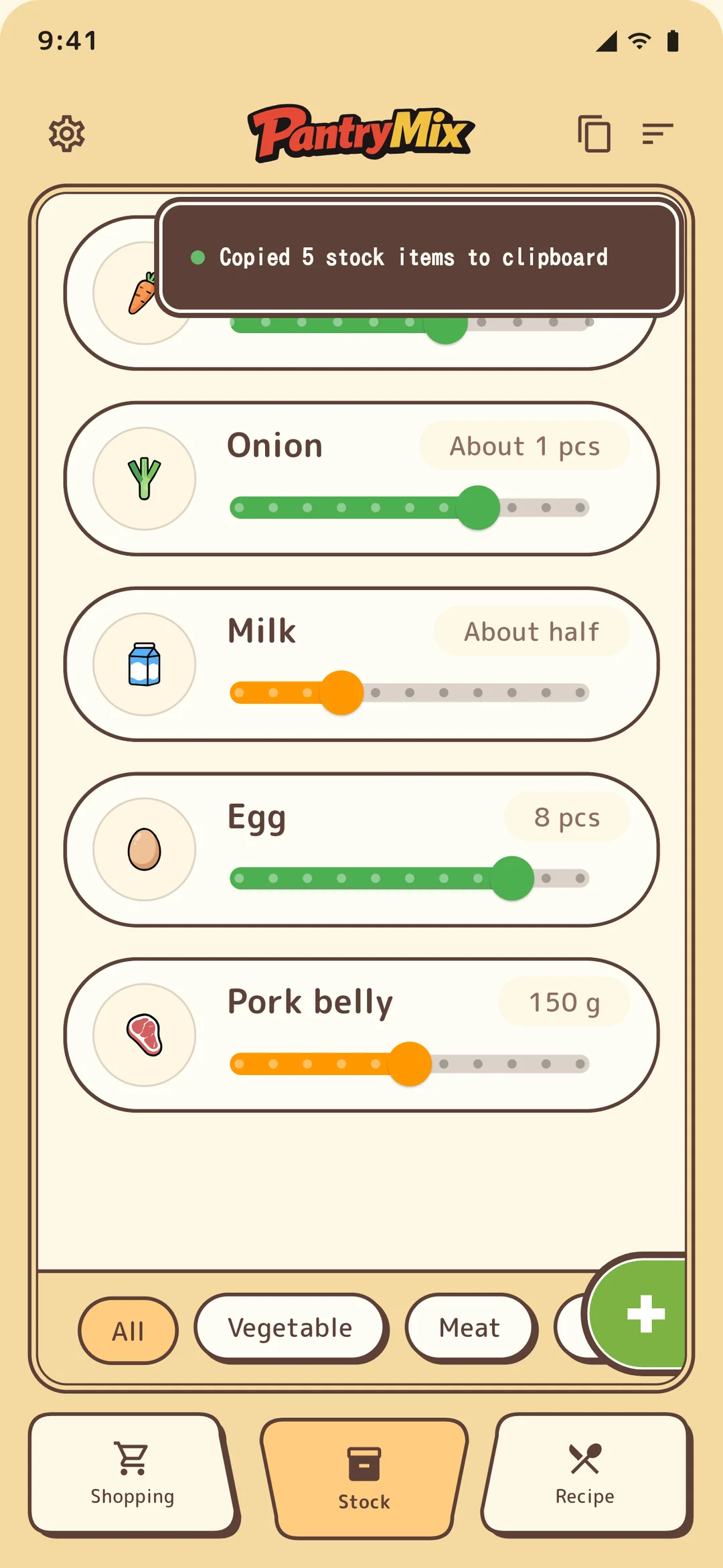 Copy stock as text for AI or notes.